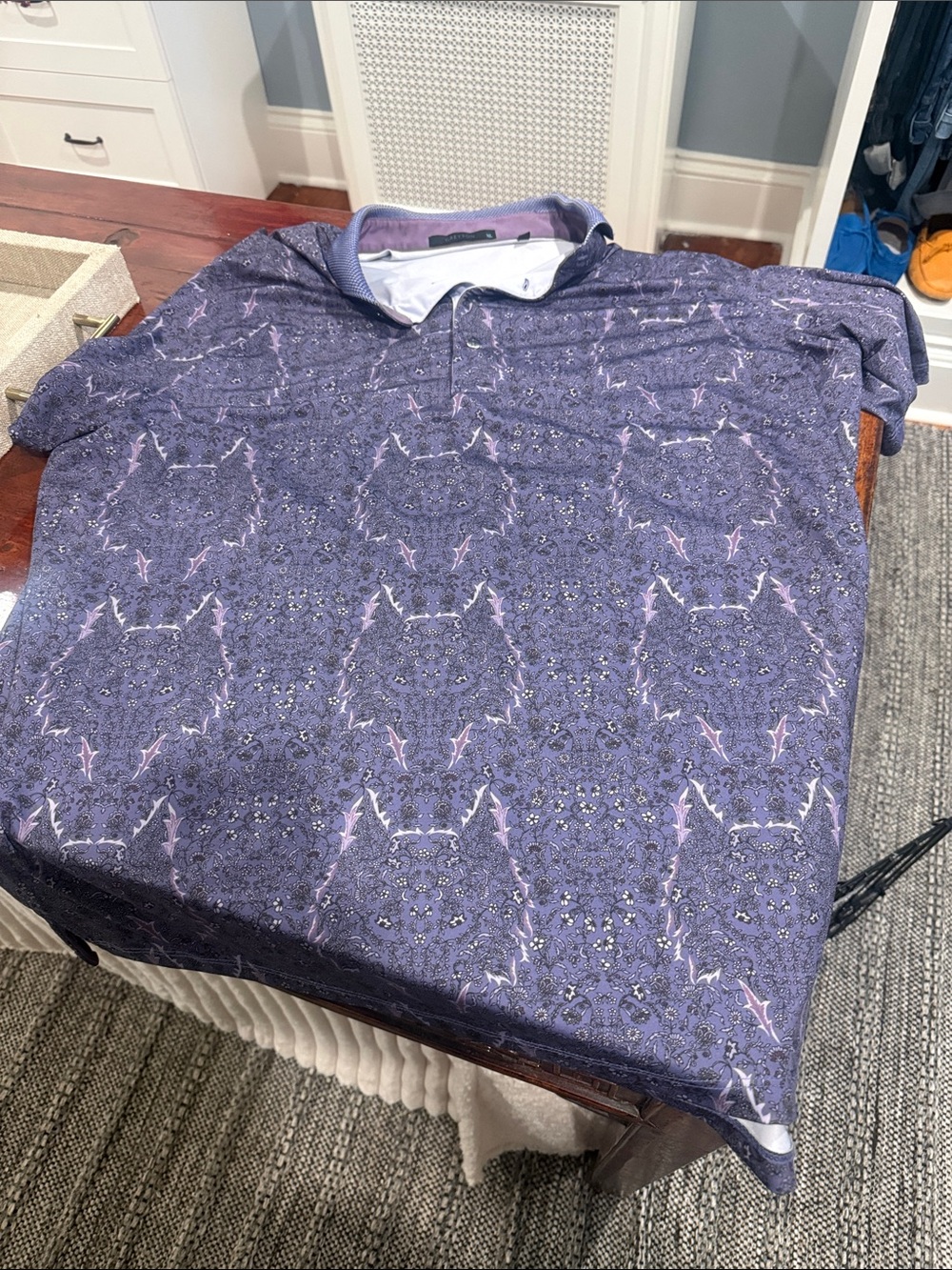 Greyson Lavender and Purple Geometric Polo
